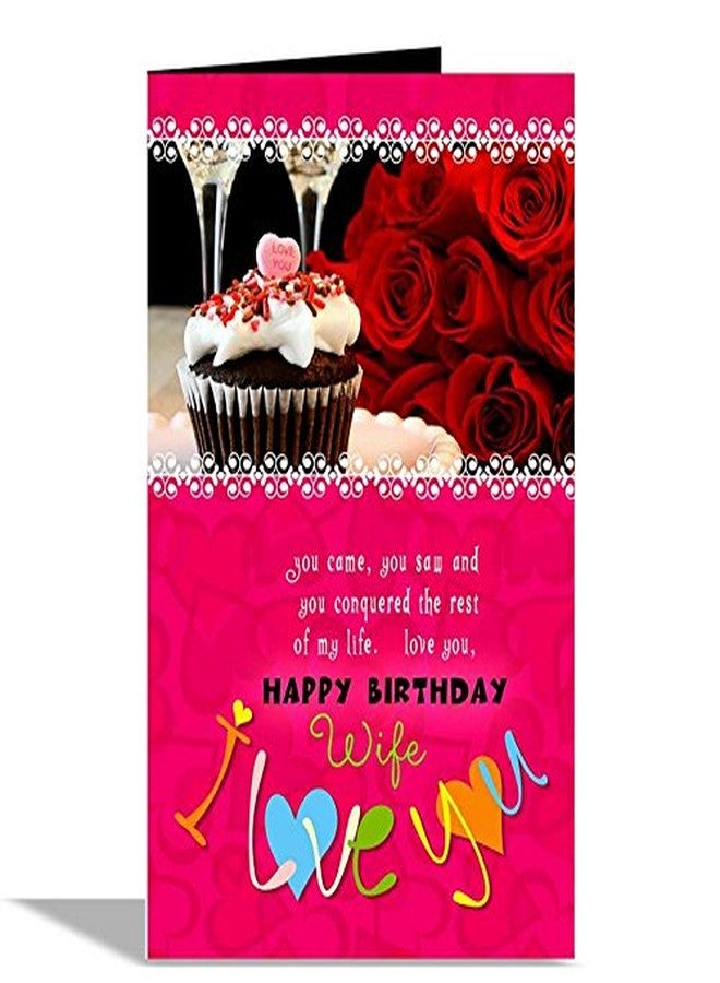 Alwaysgift Happy Birthday Greeting Card For Wife, Birthday Surprise Greeting Card For Wife (Pink) - Image 1